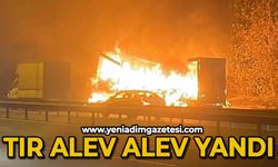 Tır alev alev yandı