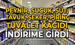 Peynir, sucuk, süt, tavuk, kuru fasulye, pirinç, şeker, tuvalet kağıdı  indirime girdi