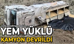 Erpiliç’in yem yüklü kamyonu devrildi: 1 yaralı