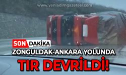 Zonguldak - Ankara yolunda tır devrildi