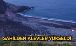 Sahilden alevler yükseldi