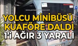 Yolcu minibüsü kuaföre daldı: 1'i ağır 3 yaralı