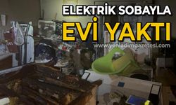 Kombisi arıza yapınca elektrikli sobayla ısınmak istedi, evi yaktı