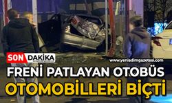 Freni patlayan otobüs, otomobilleri biçti!