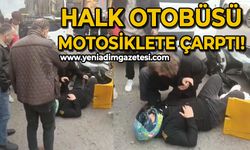 Halk otobüsü motosiklete çarptı!