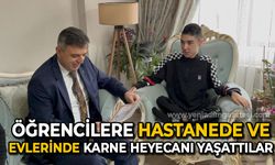 Öğrencilere hastanede ve evinde karne heyecanı yaşattılar