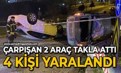 Çarpışan 2 araç takla attı: 4 yaralı