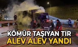 Kömür taşıyan tır alev alev yandı