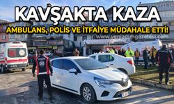 Kavşakta trafik kazası: Ambulans, polis ve itfaiye müdahale etti!