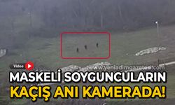 Silahlı ve kar maskeli soyguncuların kaçtığı anlar kamerada