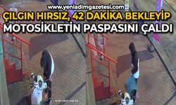 Çılgın hırsız, 42 dakika bekleyip motosikletin paspasını çaldı