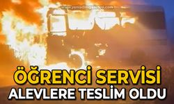 Öğrenci servisi alevlere teslim oldu