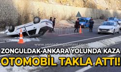 Zonguldak - Ankara yolunda kaza: Otomobil takla attı!