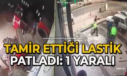 Tamir ettiği lastik patladı: 1 yaralı