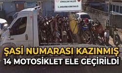 Jandarmanın operasyonunda şasi numarası kazınmış 14 motosiklet ele geçirildi