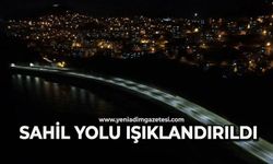 Sahil yolu ışıklandırıldı