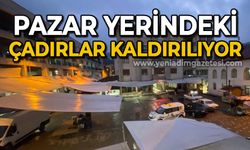 Pazar yerindeki çadırlar kaldırılıyor