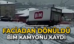 Faciadan dönüldü: BİM kamyonu kaydı