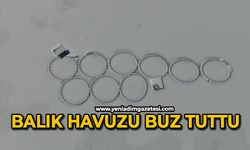 buz kesti: Balık havuzlarının bulunduğu baraj buzla kaplandı