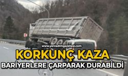 Korkutan kaza: Bariyerlere çarparak durabildi