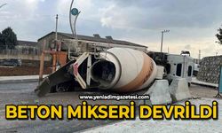 Devrilen beton mikserin sürücüsü kazayı yara almadan atlattı