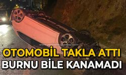 Takla atan otomobilden burnu bile kanamadan çıktı