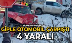 Cip otomobille çarpıştı: 4 yaralı