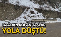 Dağdan kopan taşlar yola düştü: 3 bina tahliye edildi