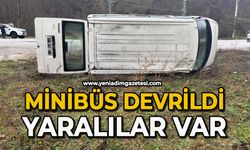 Kontrolden çıkan minibüs devrildi: 2 yaralı