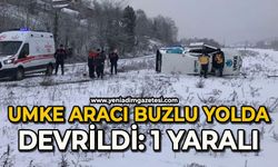 UMKE aracı buzlu yolda devrildi: 1 yaralı