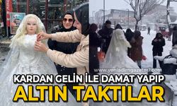 Kardan gelin ile damat yapıp altın taktılar