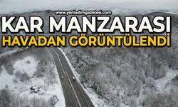 Zonguldak’ta kar manzarası havadan görüntülendi