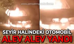 Seyir halindeki otomobil alev alev yandı