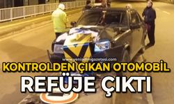 Kontrolden çıkan otomobil refüje çıktı