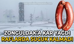 Zonguldak'a kar yağdı, raflarda sucuk kalmadı