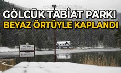 Gölcük Tabiat Parkı beyaz örtüyle kaplandı