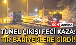 Tünel çıkışı feci kaza: Tır bariyerlere girdi!