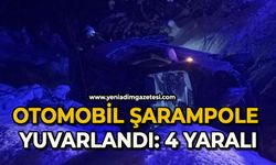 Şarampole yuvarlanan otomobildeki 4 kişi yaralandı