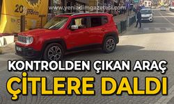 Kontrolden çıkan araç çitlere daldı, faciadan dönüldü