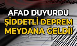 AFAD duyurdu: Şiddetli deprem meydana geldi!