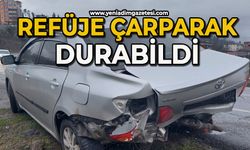 Refüje çarparak durabildi