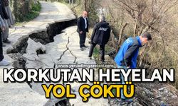 Korkutan heyelan: Yol çöktü