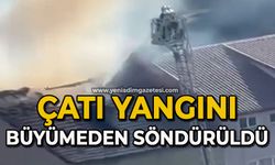 Çatı yangını büyümeden söndürüldü