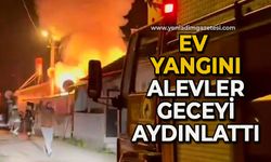 Ev yangını: Alevler geceyi aydınlattı