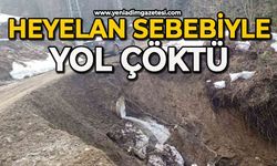 Heyelan sebebiyle yol çöktü