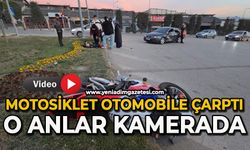 Motosiklet sürücüsünün otomobile çarpma anı kamerada