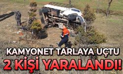 Yoldan çıkan kamyonet tarlaya uçtu: 2 yaralı