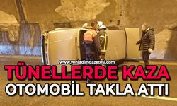 Tünellerde kaza: Otomobil takla attı