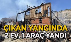 Çıkan yangında 2 ev, 1 araç yandı