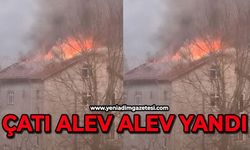 Çatı alev alev yandı